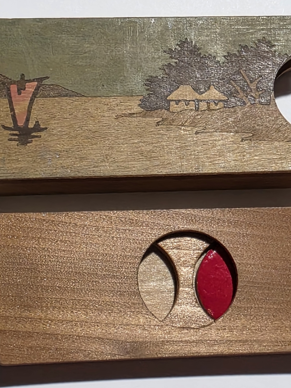 Vintage Japanese Disappearing Coin Trick Wooden Box